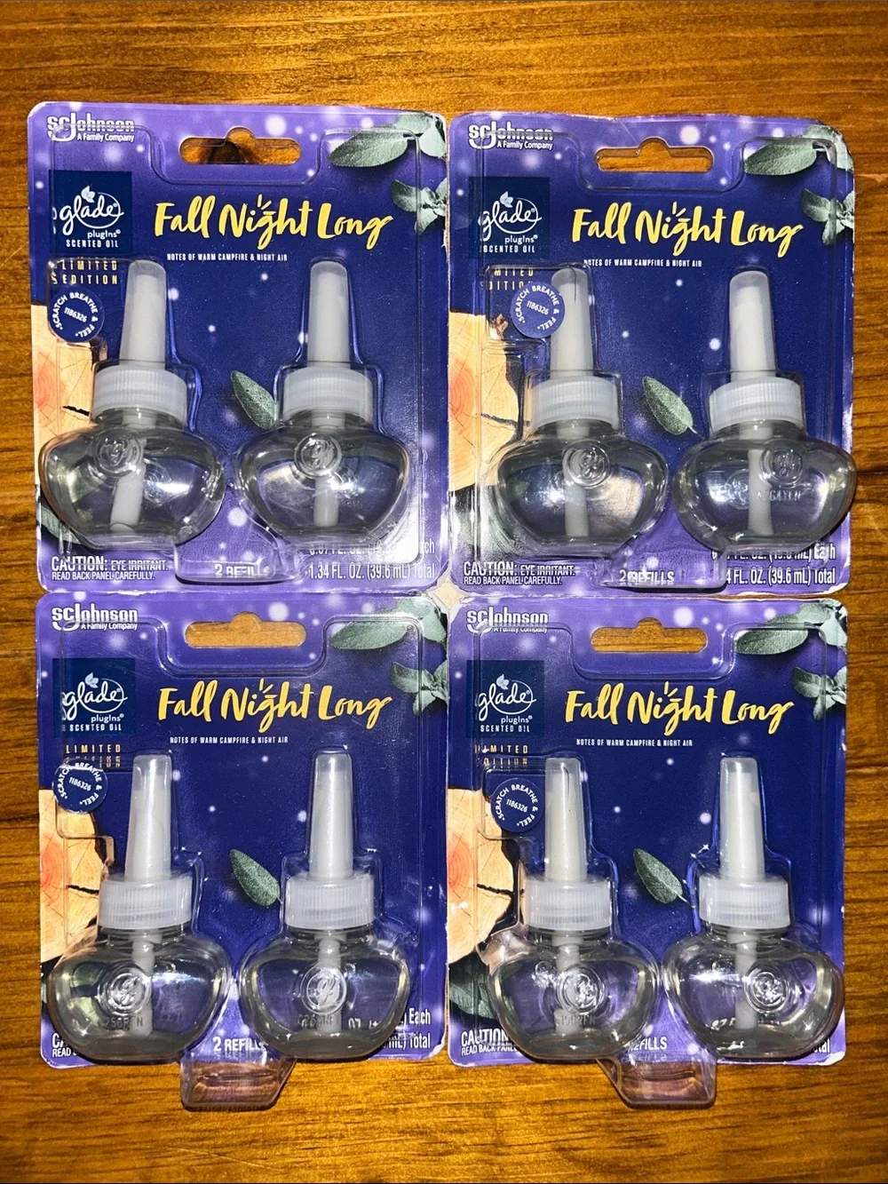 NEW- Glade PlugIns (Fall Night Long) 2 Pack Refills Air Freshener